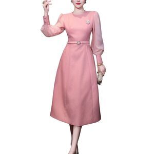 Burryco Womens Pink Solid Midi Dress, Pink